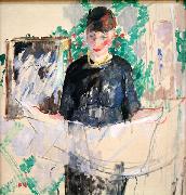 Rik Wouters Woman in Black Reading a Newspaper USA oil painting artist